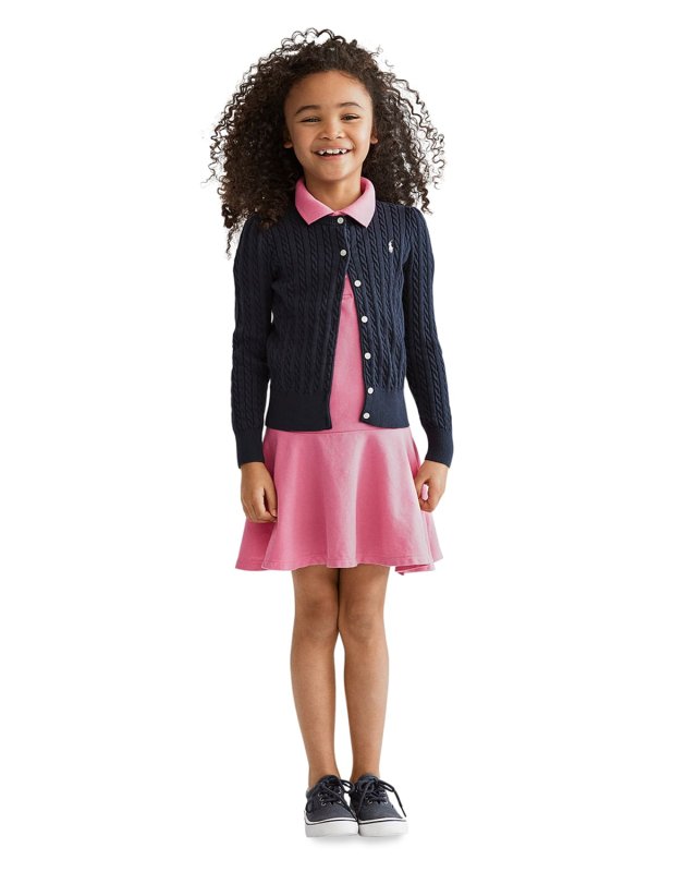 Girl's Cable-Knit Cotton Cardigan, Size 2-